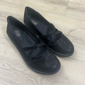 Bass Mary Jane Flats 6M Bass Lite Marie Cross Strap Comfort Lightweight Black